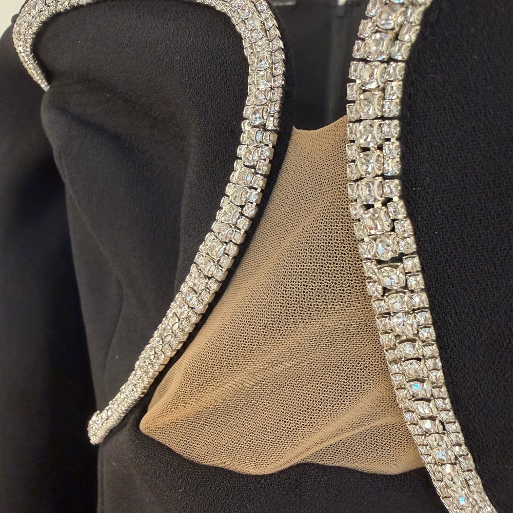 Self Portrait Off Shoulder Crystal Embellished‎ Top Revolve NWOT Women 8 Black - Picture 9 of 12